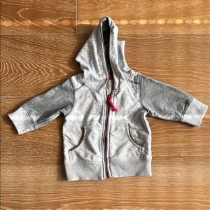 H&M Gray Zip-Up Hoodie Sweatshirt with Hood and Ribbed Cuffs